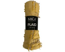 Mica Plaid Geel 180x130 cm – Geweven Woondeken – Zachte Deken voor Bank en Bed