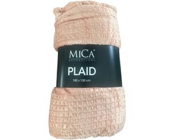 Mica Plaid Joanne Perzik 180x130 cm – Woonplaid – Zachte Plaid voor Bank en Bed – Decoratieve Deken