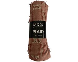 Mica Plaid Rood 180x130 cm – Geweven Woondeken – Zachte Deken voor Bank en Bed