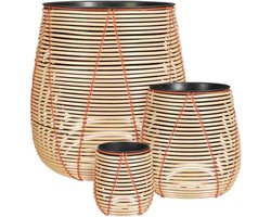 Mica - plantenbak - Bloempot - Cancun pot rond beige set van 3 - h50xd47cm