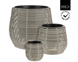 Mica - plantenbak - bloempot - Cesena pot rond l.grijs set van 3 - h40xd45cm