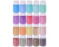 Mica Poeder, Epoxyhars Pigment, Wordt gebruikt voor het maken van zeep, kaarsen, cosmetica, sieradendoosjes, het maken van sieraden en andere handwerken, 20 kleuren
