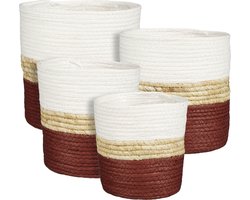 Mica-Rachel mand rond d.rood set van 4-H25xD25cm