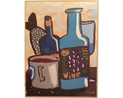 Mica Schilderij Wijn 41x31 cm – Wijn Schilderij – Decoratieve Wanddecoratie voor Keuken, Eetkamer en Woonkamer