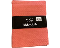 Mica Tafelkleed Zalmroze 250x140 cm – Groot Tafelkleed – Decoratieve Tafeldecoratie voor Eettafel