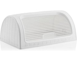 Michelino 40801 Broodtrommel - Gevlochten model - Kunststof & RVS - Wit - 41x27x18 cm