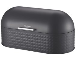Michelino Broodtrommel – Brooddoos Metaal – Grote Broodbox – Broodbewaarbox – Brood Bewaren – Met Klapdeksel – 43,5 x 22 x 21,5 cm