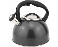 Michelino Fluitketel 2,5 Liter – Waterketel RVS – Theeketel – Zwarte Fluitketel – Geschikt voor Inductie – Waterkoker voor Fornuis