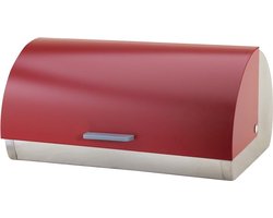 Michelino Rode Broodtrommel RVS – Brooddoos Metaal – Grote Broodbox – Broodbewaarbox – Brood Bewaren – 38,5 x 28 x 18,5 cm