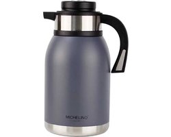 Michelino Thermoskan 2 Liter – Isoleerkan – RVS Thermoskan – Dubbelwandige Vacuumkan – Koffiekan – Theekan – Mat Zwart