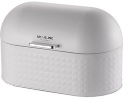 Michelino Vershouddoos - Broodtromel - Met deksel - Metaal - Mat Grijs - 43,5x22x21,5 cm