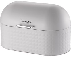 Michelino Vershouddoos - Broodtromel - Met deksel - Metaal - Wit - 3,5 x 19,5 x 20 cm