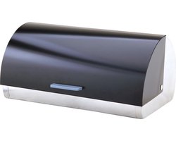 Michelino Zwarte Broodtrommel RVS – Brooddoos Metaal – Grote Broodbox – Broodbewaarbox – Brood Bewaren – 38,5 x 28 x 18,5 cm