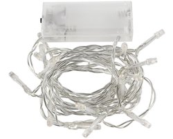 Micro LED verlichting - 20 lampjes - op batterijen - transparant - lichtsnoer - Kerst