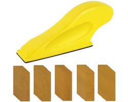 Micro Sander met 50 Stuks Schuurpapier, Handgereedschap voor Houtbewerking, Mini Schuurmachine voor Meubels en Ambachten, 5 Maten, Geel