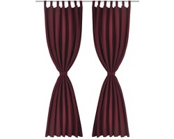 Micro-Satijnen Gordijnen met Ringen 140 x 225 cm 2 st | Raamgordijnuks (Wijnrood)