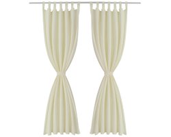 Micro-Satijnen Gordijnen met Ringen 140 x 245 cm 2 st | Raamgordijnuks (Creme)