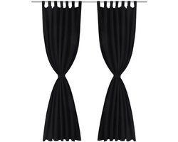Micro-Satijnen Gordijnen met Ringen 140 x 245 cm 2 st | Raamgordijnuks (Zwart)
