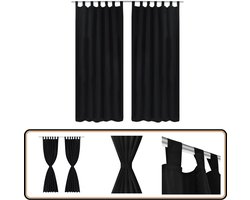 Micro-Satijnen Gordijnen - Zwart - 140x175 cm - 2 stuks Micro Satijnen Gordijnen - Zwarte Gordijnen - Gordijnen Voor Woonkamer - Gordijnen Voor Slaapkamer - Gordijnen Met Ringen