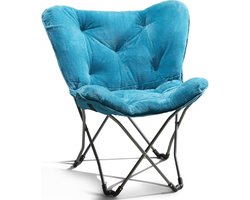 Micro Suede Stoel - Vlinderstoel Lounge - Ontspannen Zitten - Opvouwbaar Lichtgewicht - Niet Gespecificeerd - Blauw