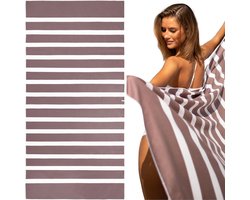 Microfiber Strandhanddoek - Extra Groot Zandvrij - Snel drogend en Lichtgewicht - Zacht en Absorberend met Strepen - Grijs Paars - Formaat 180x90 cm
