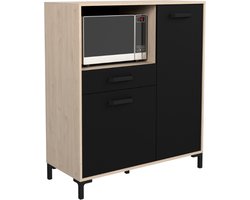 Microgolfkast Felicity 100cm, 2 Deuren & 1 Lade - Eikdecor/zwart