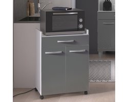 Microgolfkastje Eko met wieltjes - 2 deuren & 1 lade - hoogglans grijs