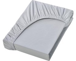 Microvezel boxspring bed- en waterbed hoeslaken 200 x 220 cm - 40 cm basishoogte - 200 x 220 cm hoeslaken - 100% polyester, zilver/lichtgrijs