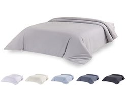 Microvezel Dekbedovertrek Set 220x220 cm - Lichtgrijs - Geborsteld Zachte Stof - Inklapsysteem - Wasbaar 40°C