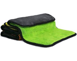 Microvezel Handdoeken - Schoonmaakdoekjes Auto - Auto Polijsten - Dubbelzijdig Koraal Fluweel - 45 x 38 cm - Oranje Lichtgroen Geel