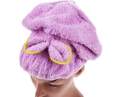 Microvezel hoofd handdoek om uw haar goed droog te maken paars