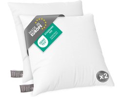 Microvezel Kussen - Zacht Hoofdkussen - Comfortabel Slapen - Hypoallergeen Materiaal - 80x80cm Set 2 - Wit