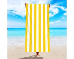 Microvezel strandhanddoek - extra grote reishanddoek - 180x90cm strandhanddoek - sneldrogend - gele strepen