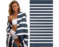 Microvezel Strandhanddoek XL - Sneldrogend en Zandvrij - 1 stuk - Deep Blue - Gerecycled Materiaal - 200x100 cm