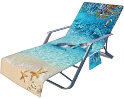 Microvezel Strandlaken Met Zakken Voor Ligstoel – Draagbare Loungestoelhoes 75x210 Cm Voor Zwembad - Tuin & Vakantie