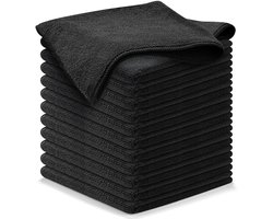 Microvezel vaatdoekjes - 14 stuks - 30x30cm - Geschikt voor raam en ruiten - Auto poetsen - Poetsdoek - Microfiber - Droogdoek schoonmaak - Zwart - LUFT