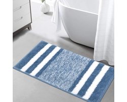 Microvezel zachte badmat, groot 60 x 120 cm, wollig waterabsorberend, wasbaar, antislip, douchemat voor woonkamer, slaapkamer, blauw