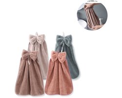 Microvezelhanddoeken - Handdoeken - Droge handen - 4-pack - Diverse kleuren - Decoratieve handdoeken voor in de badkamer - Microvezel-Materiaal - 33x33x0,5 cm - Zacht en makkelijk schoon te maken - Herbruikbaar - Praktisch - Ophangbaar