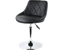 Mid Back Vanity Kruk - Make-up Kruk - PU Leer - Hoogte Verstelbare Draaibare Kruk - Winkel Kruk - Salon Spa Kruk - Geen Wielen - Zwart make up tafel