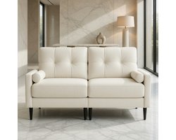 Mid-Century Moderne 2-Zits Bank Linnen – Beige Loveseat Sofa voor Woonkamer, Slaapkamer of Kantoor – Comfortabel, Duurzaam en Stijlvol House&Garden