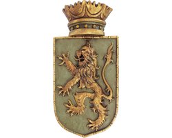 Middeleeuwse ongebreidelde leeuw schild muur sculptuur
