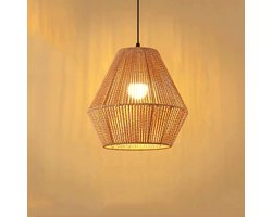 Middeleeuwse retro kroonluchter van rotan – met lampenkap van geweven henneptouw – verstelbaar ophangsnoer; geschikt voor eetkamers, zen-theekamers, gastenverblijven, woonkamers en slaapkamers.