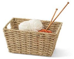 Middelgrote Rieten Opbergmanden - Geweven Zeegras Mand voor Organisatie - Stapelbare Natuurlijke Opslagbakken met Handgrepen - Perfect voor Badkamer, Wasruimte en Kast