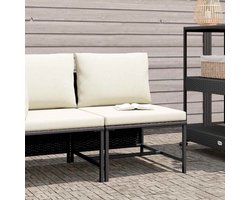 Middenbank | tuinbank | Tuinbankje | Buitenbank sectioneel met kussens poly rattan zwart