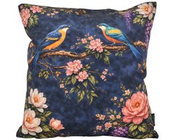 Midnight Blossom Birds #2 Kussenhoes | 45 x 45 cm | Katoen/Polyester
