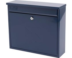 Midnight Blue Elegance Wandmontage Staal Afsluitbare Weerbestendige Postbus 36x31x10cm - Burg-Wachter MB02MB - Gegalvaniseerd - Brievenbus - Groot - Donker Blauw