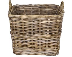 Migo Styling - Houtmand - Met wielen - vierkant - 50x50x50 cm - Riet - Rotan