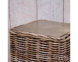 Migo Styling - Rotan Zuil - Antique Grey - Houten Platau - Hoogte 70 cm