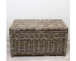 Migo Styling - Stijlvolle Opbergmand met Deksel - Grijs Rotan - 90x50xH50 - Veelzijdig en Praktisch