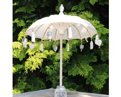 Migo Styling - Tafelparasol - Creme - Betonvoetje - Bali - Ibiza - Dia 60 cm - Stokparasol
